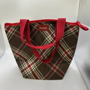 Thirty-One Gifts Thermal Lunch Bag Festive St. Andrews Tartan Brown Turquoise